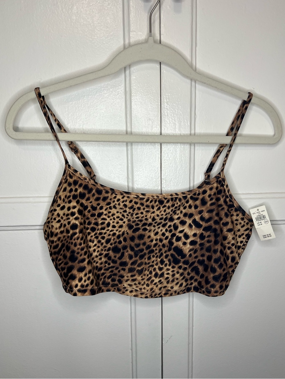 Aerie Scoop Longline Bikini Top- Brown Leopard | M - NWT